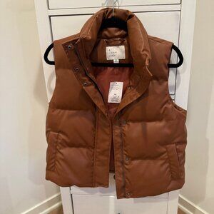 Brown pleather vest XS - NWT